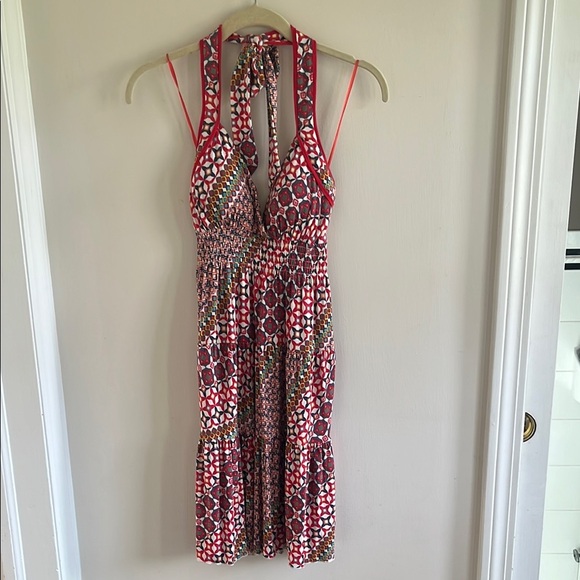 GUESS Y2k printed halter babydoll dress stretch fairy rockabilly 60s 70s small - Picture 7 of 11